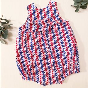 Red white blue Stars and Stripes USA bubble romper